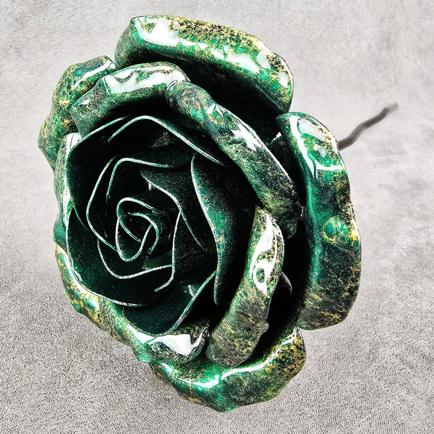 Emerald Sheen - 55th Emerald Wedding Anniversary Rose, Steel Garden Remembrance Handcrafted Gift