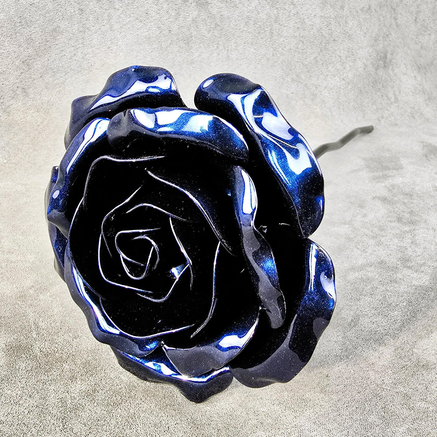 Pure Sapphire - 45th Sapphire Wedding Anniversary Rose, Steel Remembrance Handcrafted Gift