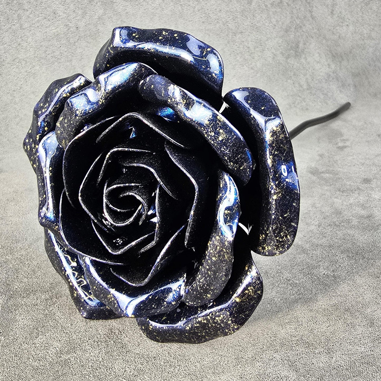 Galactic Sapphire - 45th Sapphire Wedding Anniversary Rose, Steel Remembrance Handcrafted Gift