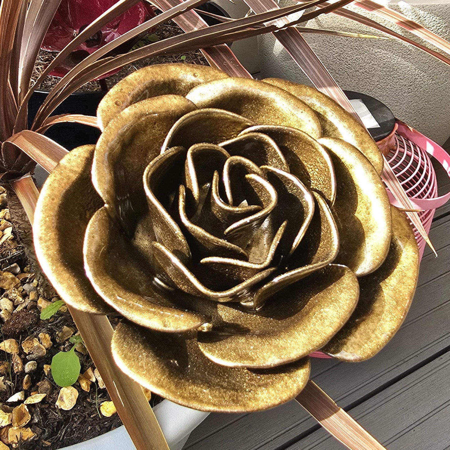 Bronze - 8th Bronze Wedding Anniversary Rose, Steel Garden Remembrance Handcrafted Gift