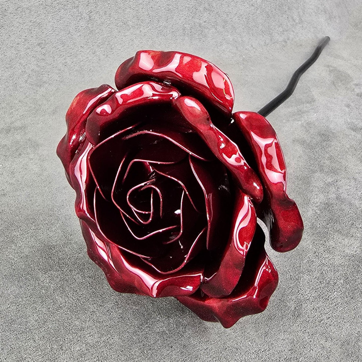 Scarlet Sparkle - 40th Ruby Wedding Anniversary Rose, Steel Garden Remembrance Handcrafted Gift