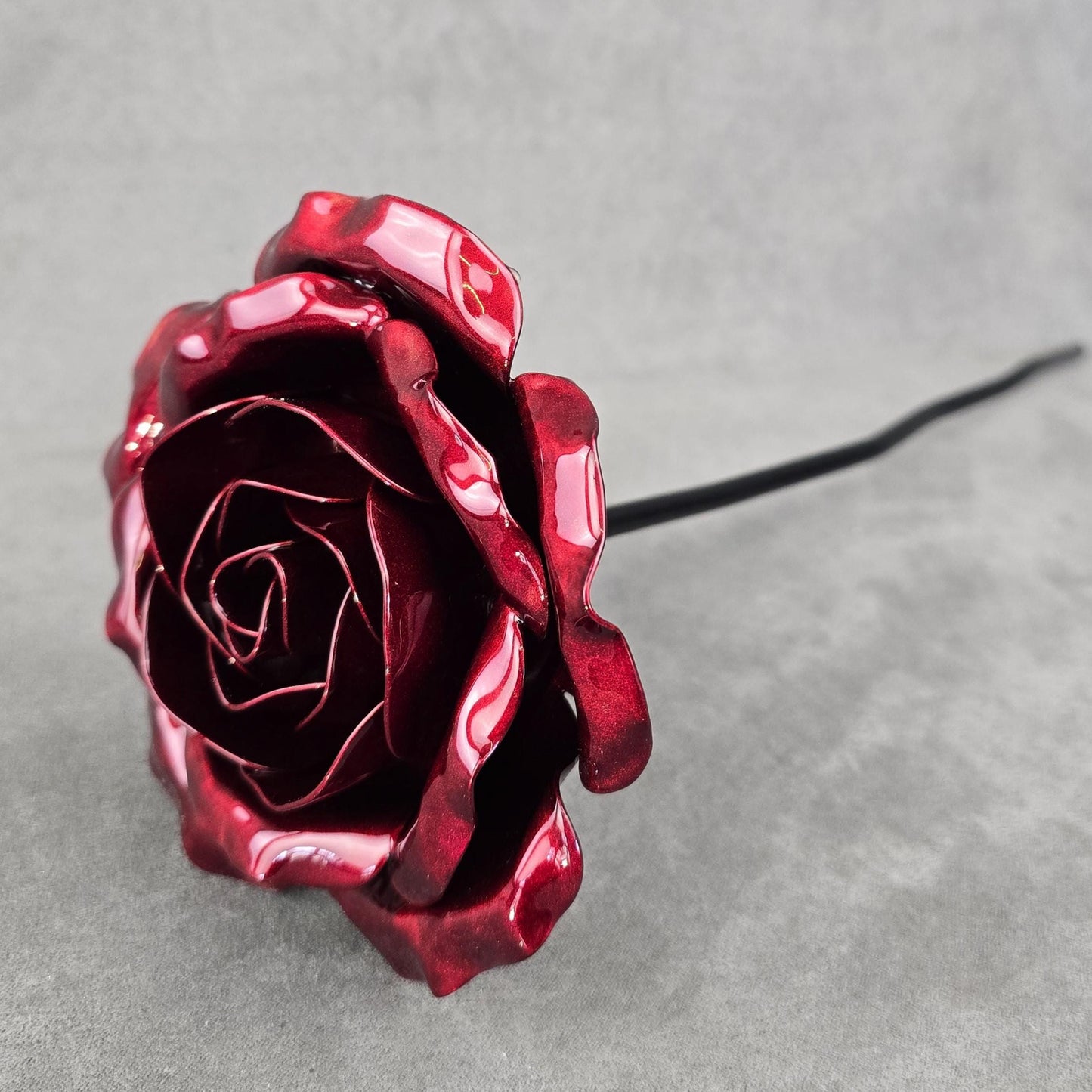 Scarlet Sparkle - 40th Ruby Wedding Anniversary Rose, Steel Garden Remembrance Handcrafted Gift