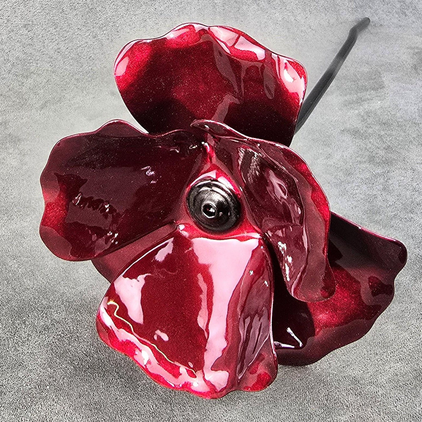 Cherry Poppy - Metal Steel Poppy Flower Garden Remembrance Day Anniversary Handcrafted Gift