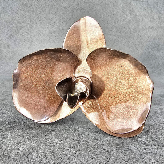Handcrafted Copper Metal Orchid: Indoor Outdoor Garden Remembrance Flower