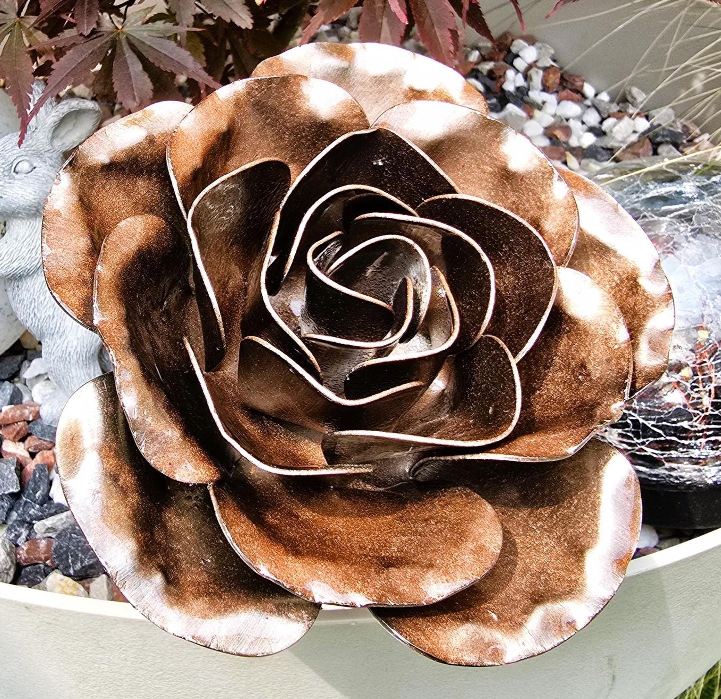 Transparent Copper - 7th Copper Wedding Anniversary Rose, Steel Remembrance Handcrafted Gift