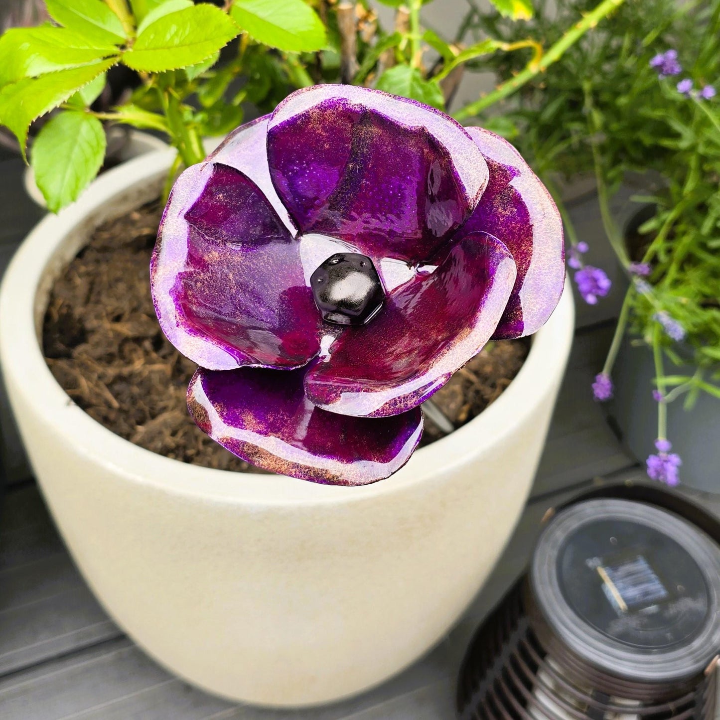 Purple Passion - Metal Steel Poppy Flower Garden Remembrance Day Anniversary Handcrafted Gift