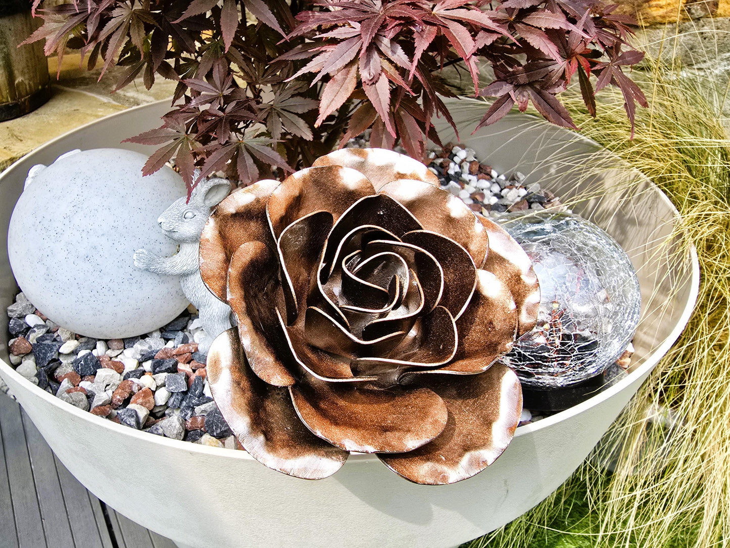 Transparent Copper - 7th Copper Wedding Anniversary Rose, Steel Remembrance Handcrafted Gift