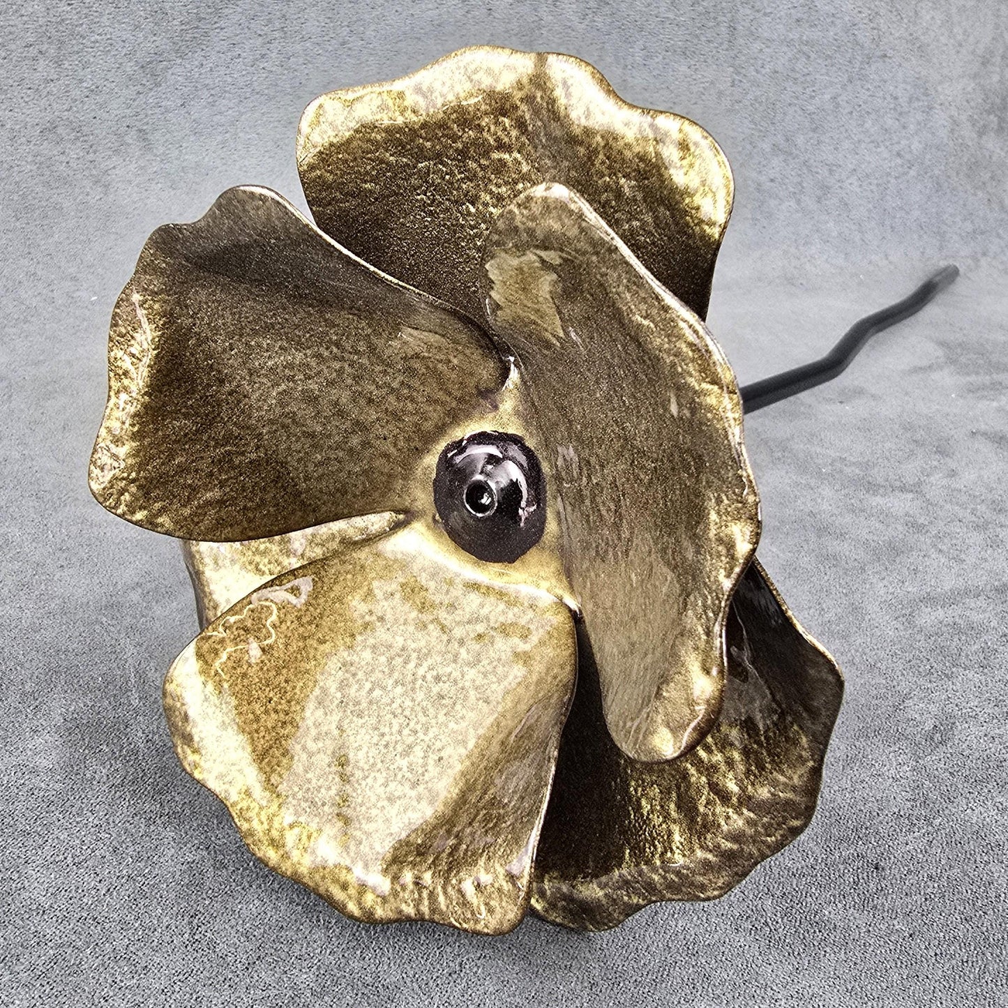 Bronze - Metal Steel Poppy Flower Garden Remembrance  Day Anniversary Handcrafted Gift