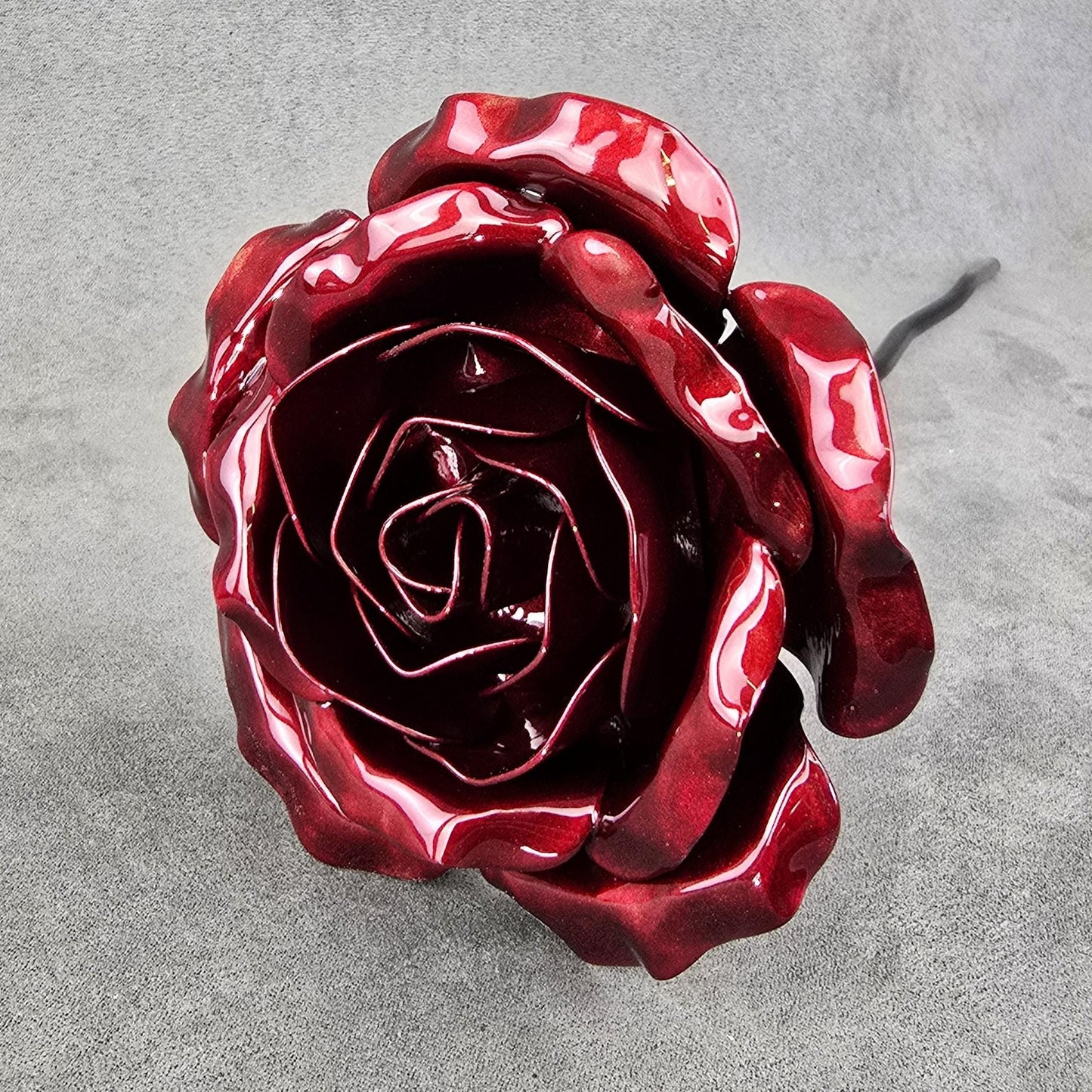 Scarlet Sparkle - 40th Ruby Wedding Anniversary Rose, Steel Garden Remembrance Handcrafted Gift