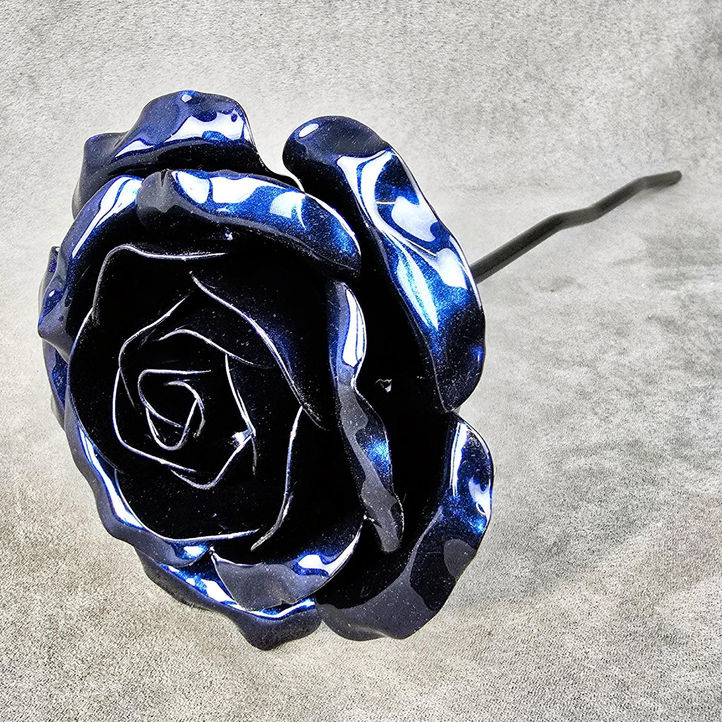 Pure Sapphire - 45th Sapphire Wedding Anniversary Rose, Steel Remembrance Handcrafted Gift