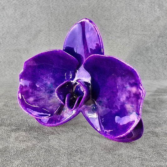 Intense Indigo Metal Orchid: Handcrafted Steel Flower, Garden Remembrance