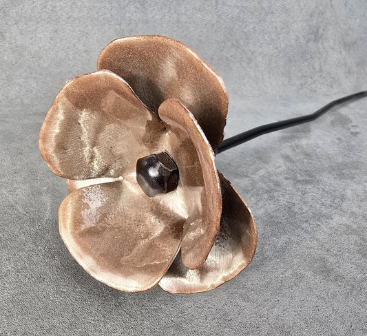 Transparent Copper - Metal Steel Poppy Flower Garden Remembrance  Anniversary Handcrafted Gift
