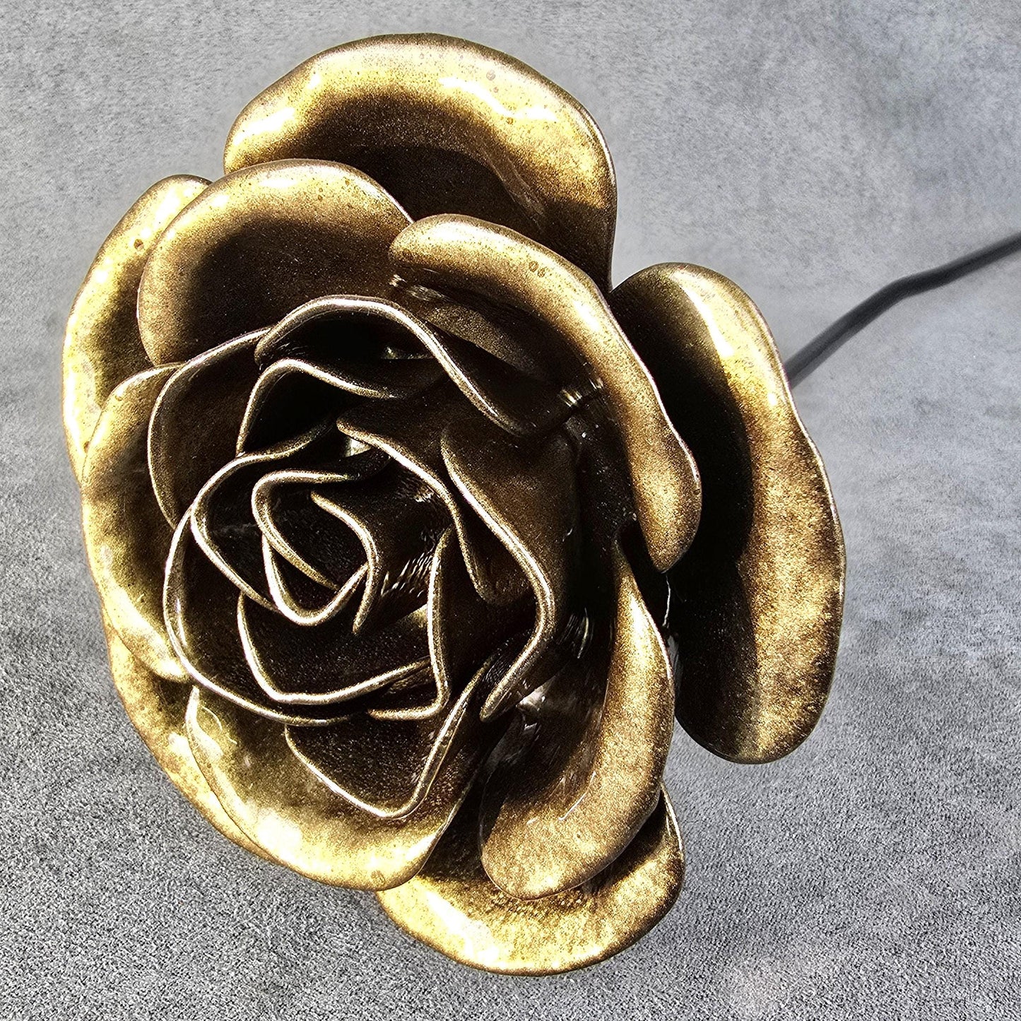 Bronze - 8th Bronze Wedding Anniversary Rose, Steel Garden Remembrance Handcrafted Gift