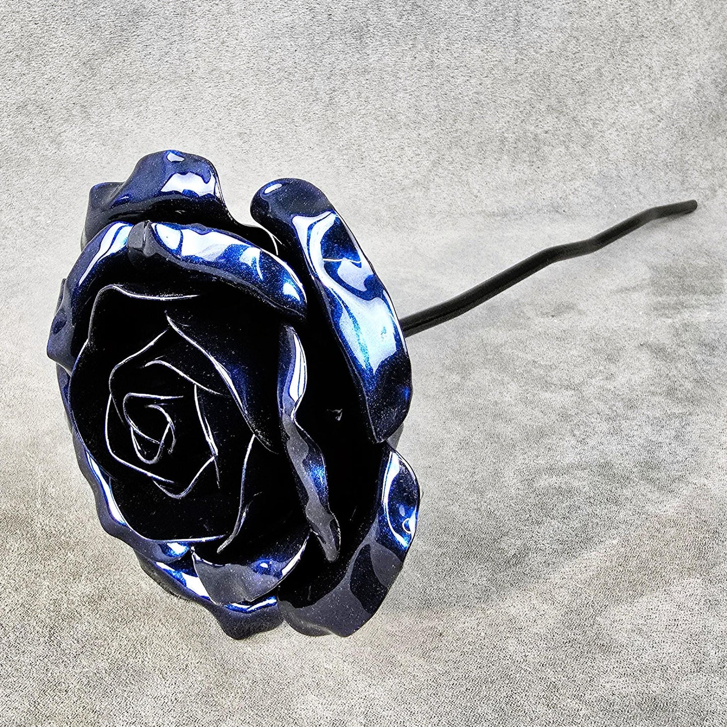 Pure Sapphire - 45th Sapphire Wedding Anniversary Rose, Steel Remembrance Handcrafted Gift
