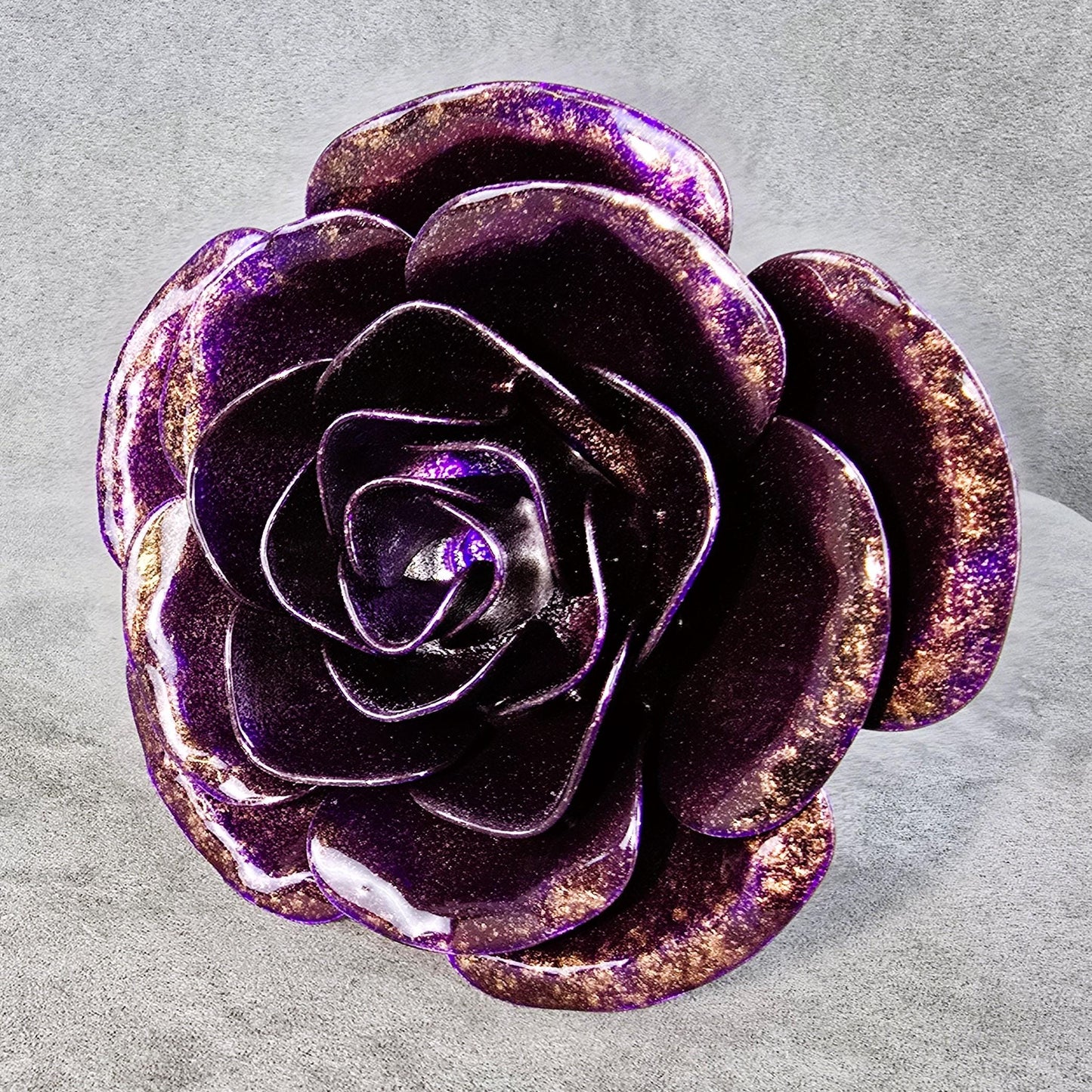 Purple Passion Metal Rose: Handcrafted Steel Flower, Garden Remembrance