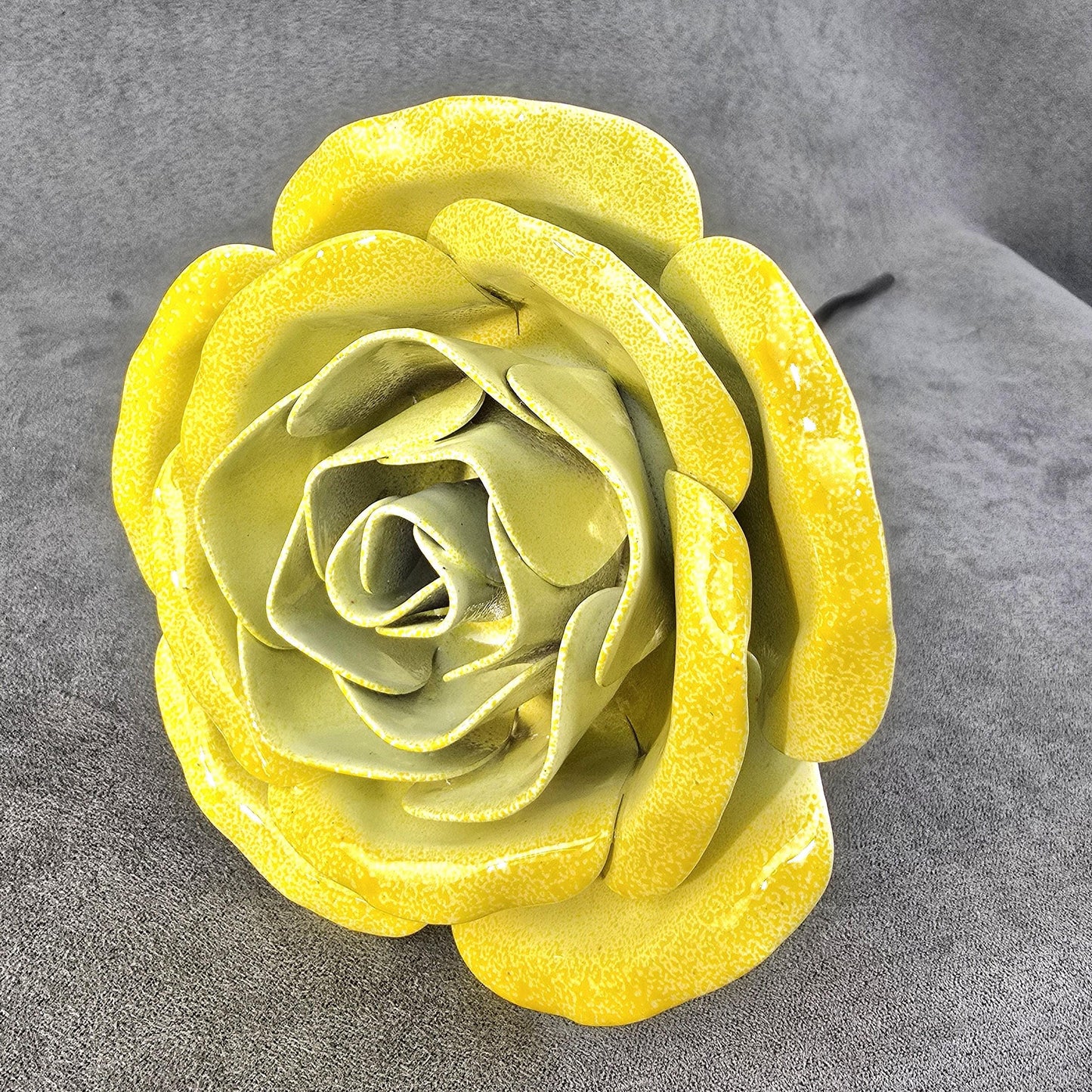 Handcrafted Metal Steel Rose: Spectral Lemon Garden Art