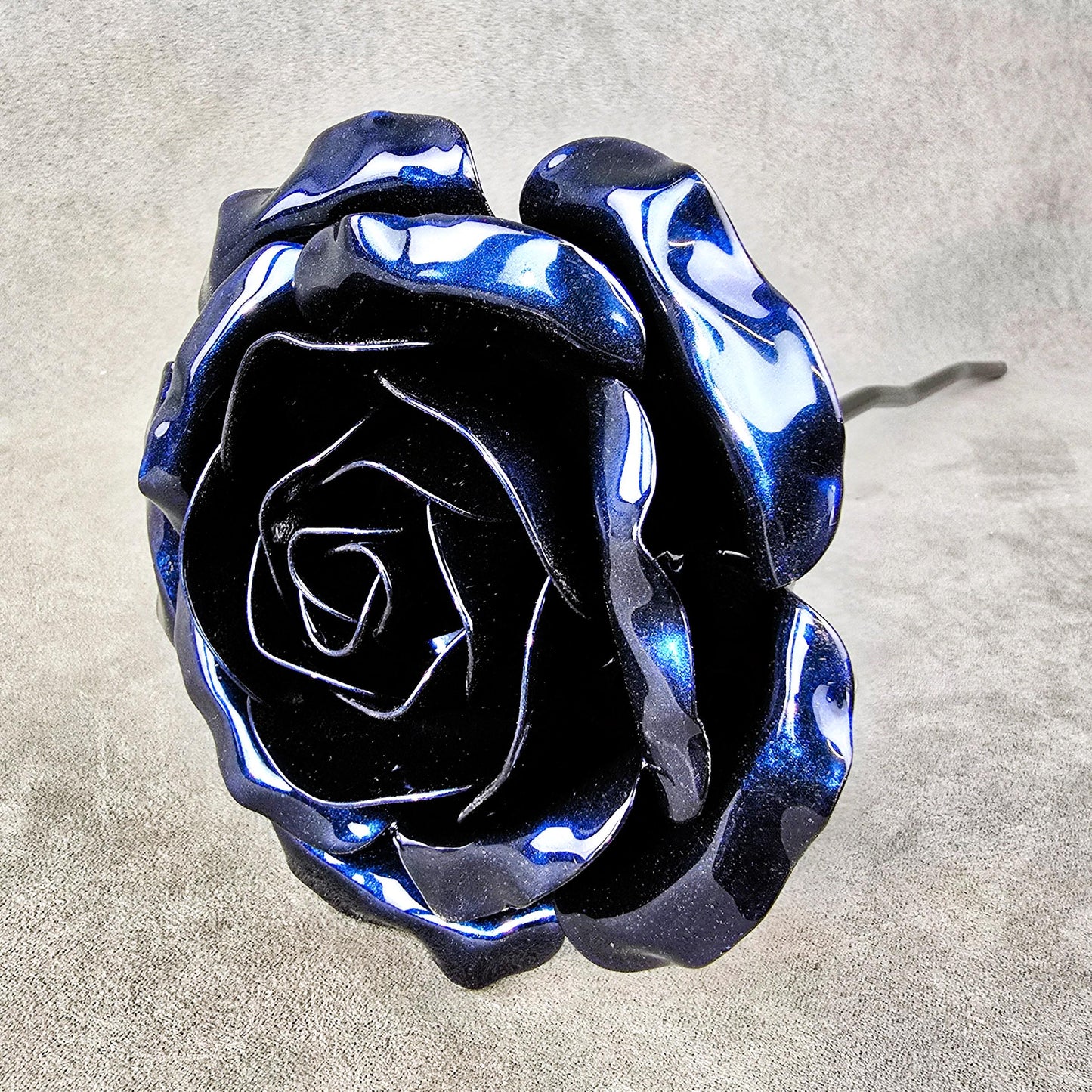 Pure Sapphire - 45th Sapphire Wedding Anniversary Rose, Steel Remembrance Handcrafted Gift