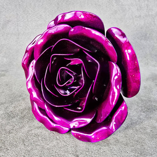 Violet Metal Steel Rose: Handcrafted Garden Remembrance - Forever Flower
