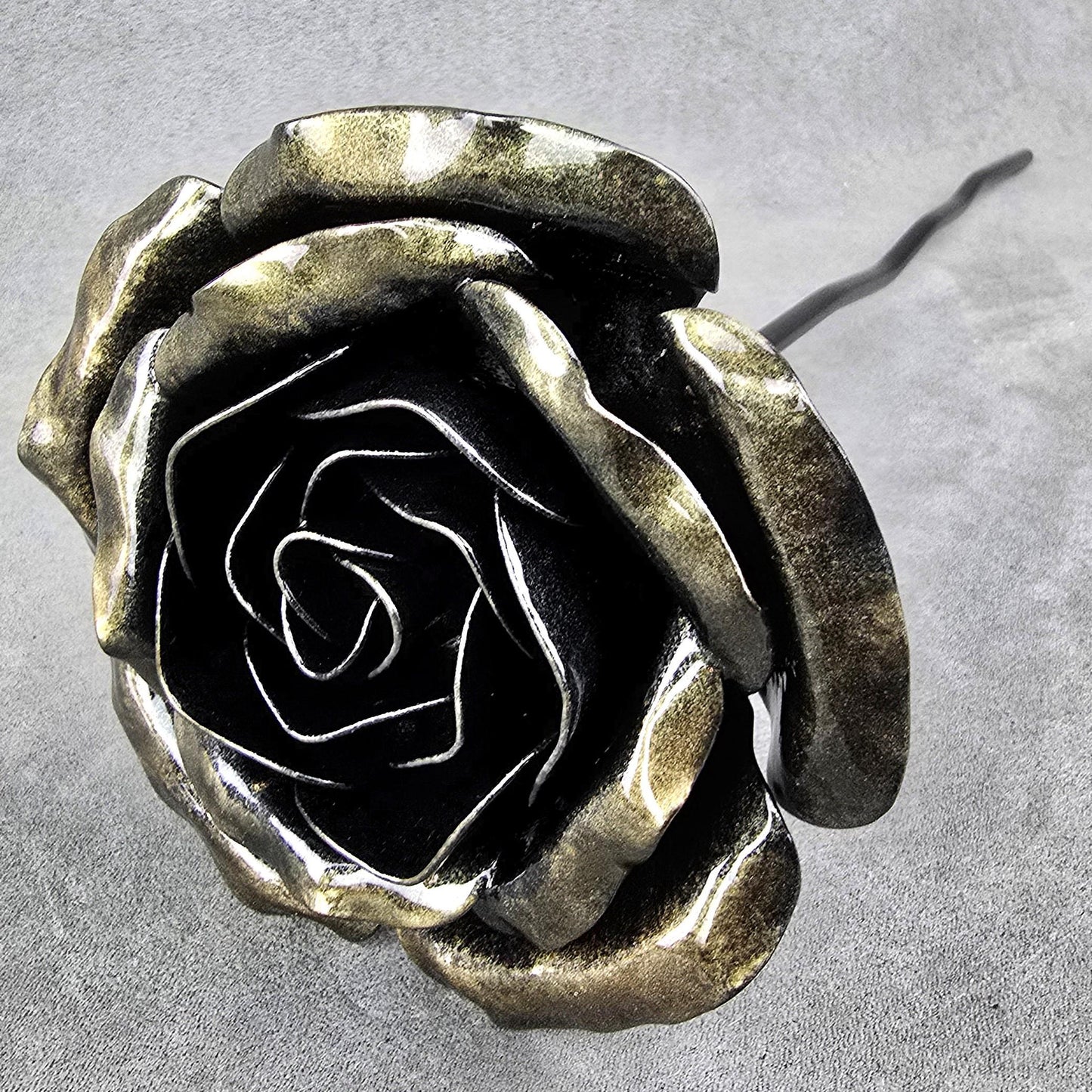 Handcrafted Shadow Mocha Steel Rose: Metal Garden Remembrance Flower