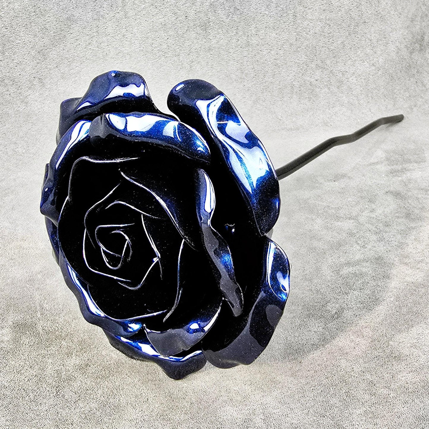 Pure Sapphire - 45th Sapphire Wedding Anniversary Rose, Steel Remembrance Handcrafted Gift