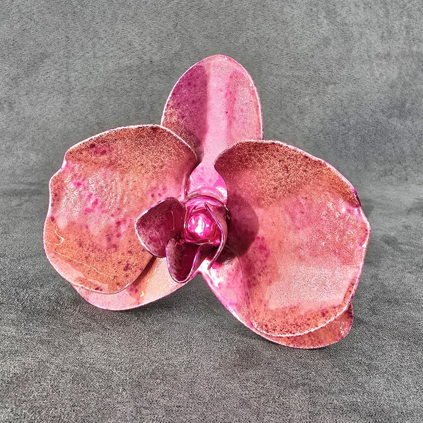 Metal Steel Orchid Flower: Handcrafted Garden Remembrance - Shimmering Blossom