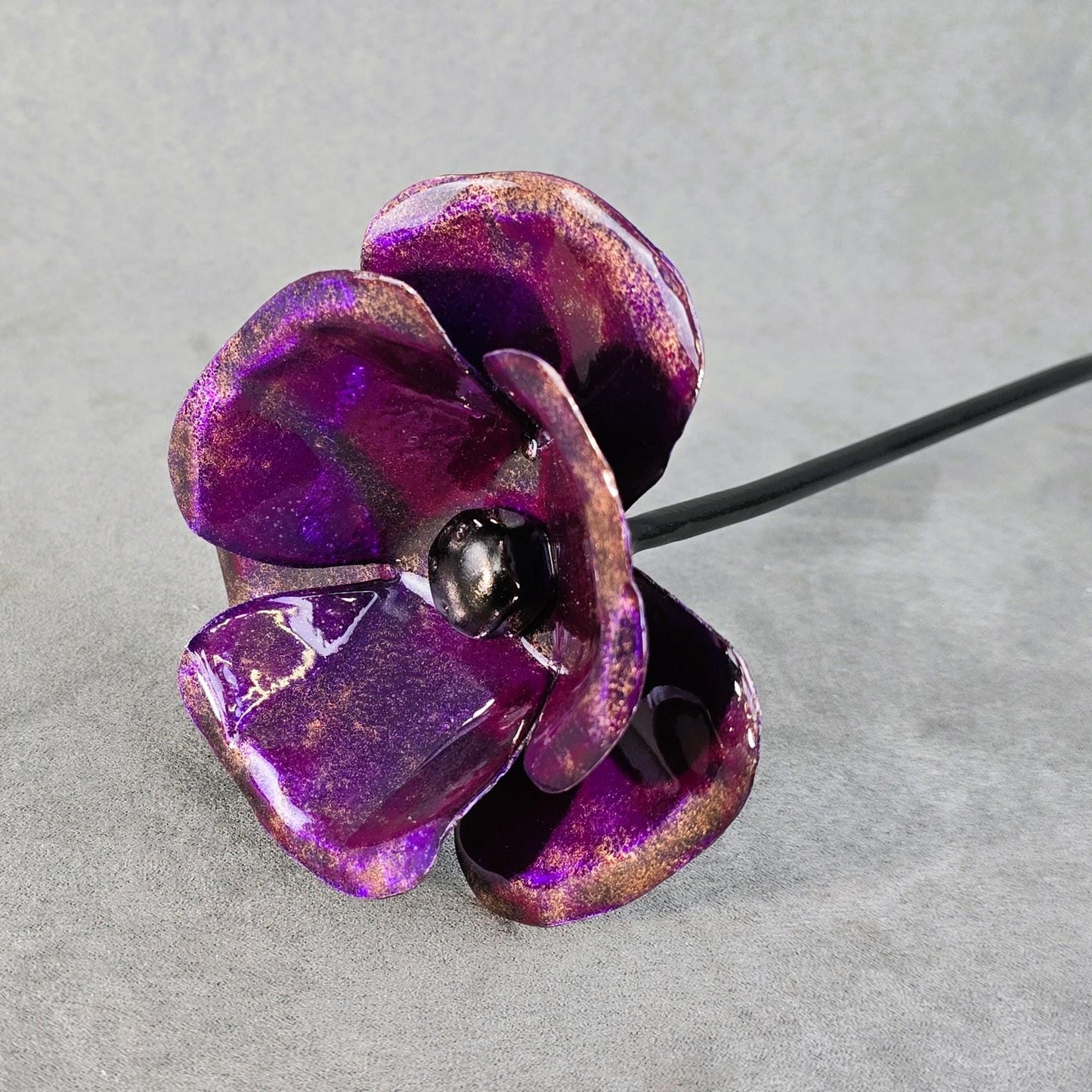 Purple Passion - Metal Steel Poppy Flower Garden Remembrance Day Anniversary Handcrafted Gift