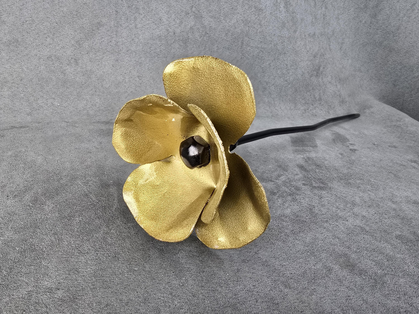 Gold - Metal Steel Poppy Flower Garden Remembrance Day Anniversary Handcrafted Gift