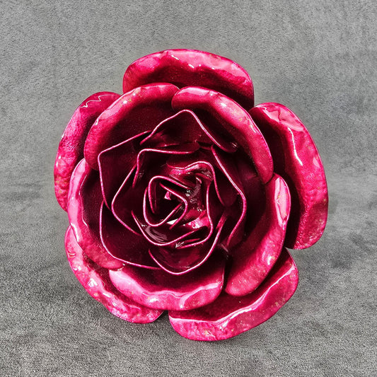 Handcrafted Hot Pink Steel Rose: Indoor Outdoor Garden Decor