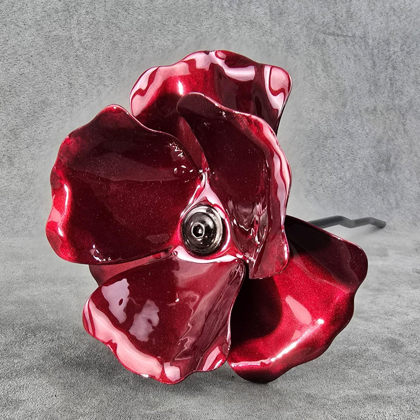 Cherry Poppy - Metal Steel Poppy Flower Garden Remembrance Day Anniversary Handcrafted Gift
