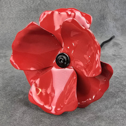 Red Poppy - Metal Steel Poppy Flower Garden Remembrance Day Anniversary Handcrafted Gift