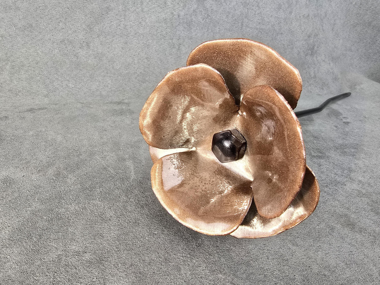 Transparent Copper - Metal Steel Poppy Flower Garden Remembrance  Anniversary Handcrafted Gift