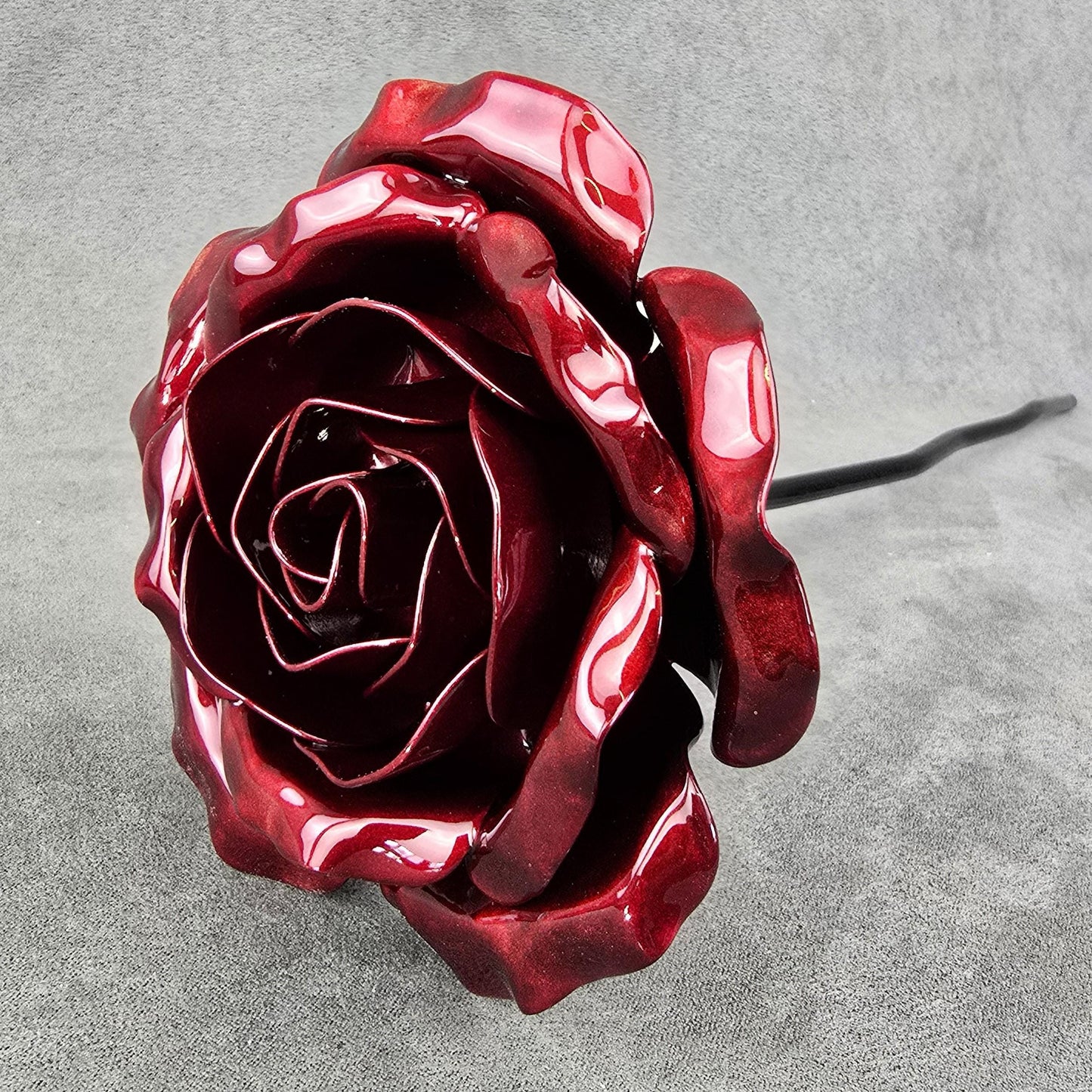 Scarlet Sparkle - 40th Ruby Wedding Anniversary Rose, Steel Garden Remembrance Handcrafted Gift