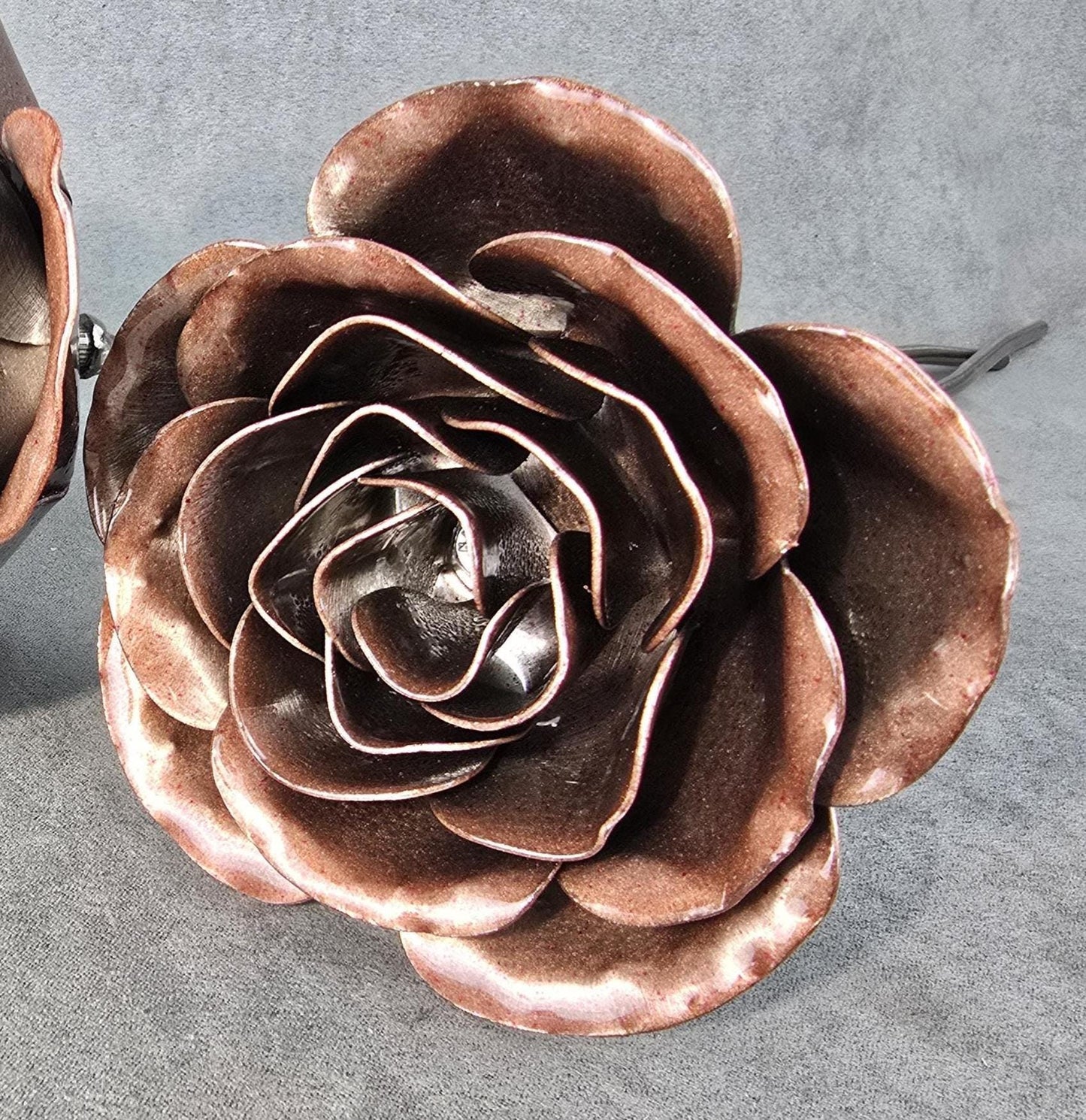 Transparent Copper - 7th Copper Wedding Anniversary Rose, Steel Remembrance Handcrafted Gift