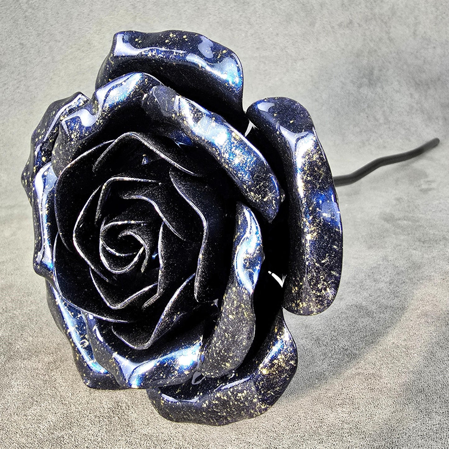 Galactic Sapphire - 45th Sapphire Wedding Anniversary Rose, Steel Remembrance Handcrafted Gift