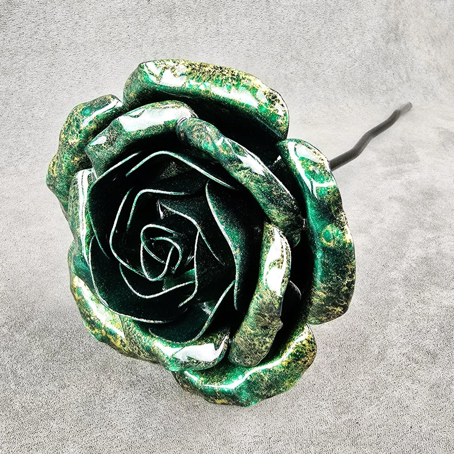 Emerald Sheen - 55th Emerald Wedding Anniversary Rose, Steel Garden Remembrance Handcrafted Gift