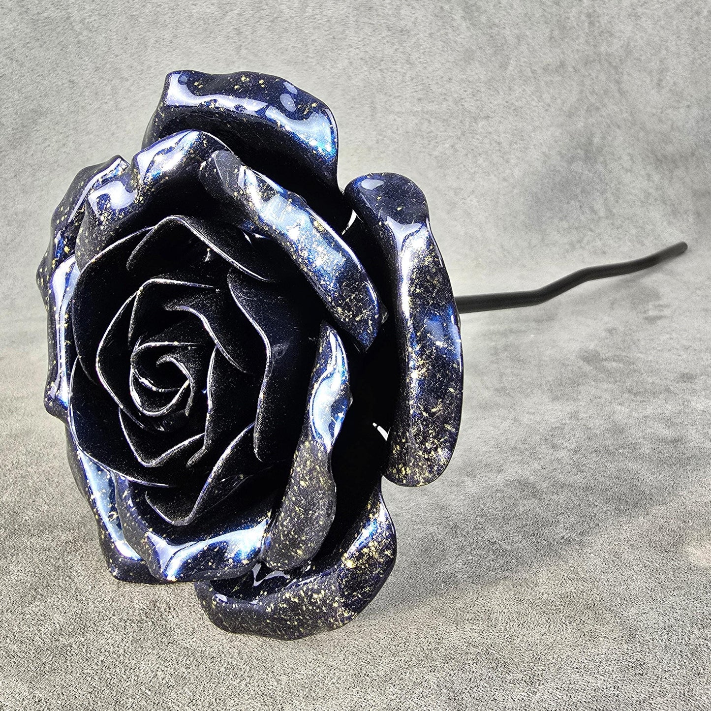 Galactic Sapphire - 45th Sapphire Wedding Anniversary Rose, Steel Remembrance Handcrafted Gift