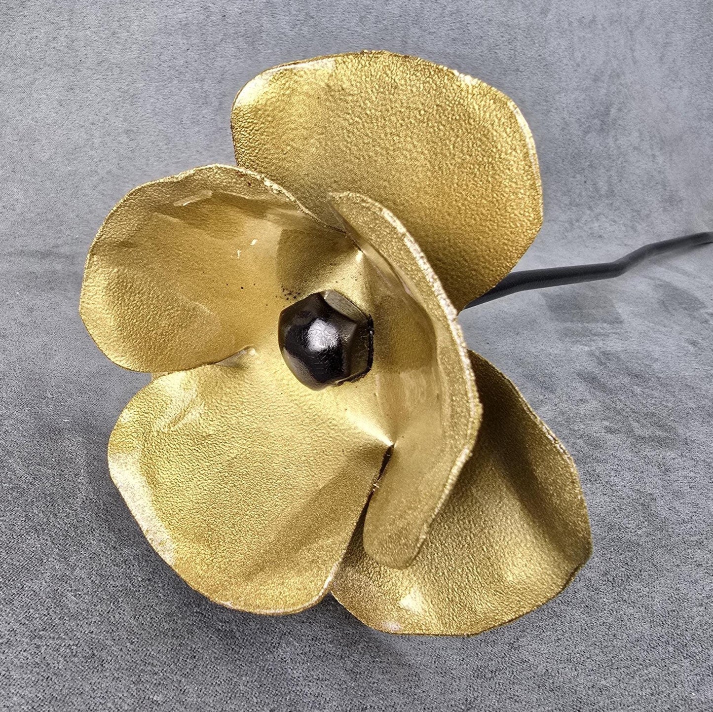 Gold - Metal Steel Poppy Flower Garden Remembrance Day Anniversary Handcrafted Gift