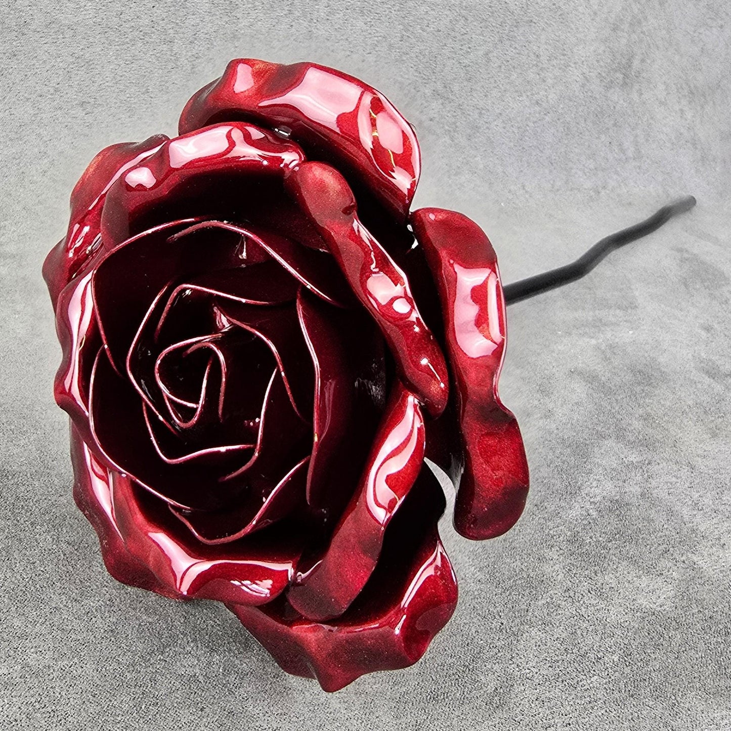 Scarlet Sparkle - 40th Ruby Wedding Anniversary Rose, Steel Garden Remembrance Handcrafted Gift