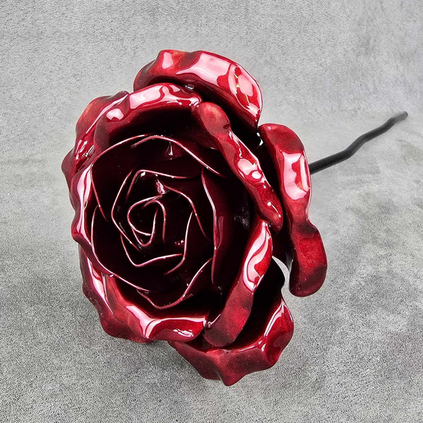 Scarlet Sparkle - 40th Ruby Wedding Anniversary Rose, Steel Garden Remembrance Handcrafted Gift