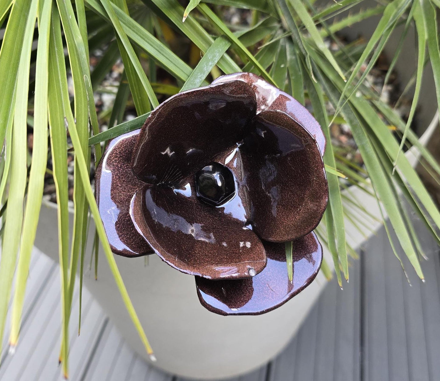 Copper Blaze - Metal Steel Poppy Flower Garden Remembrance  Anniversary Handcrafted Gift