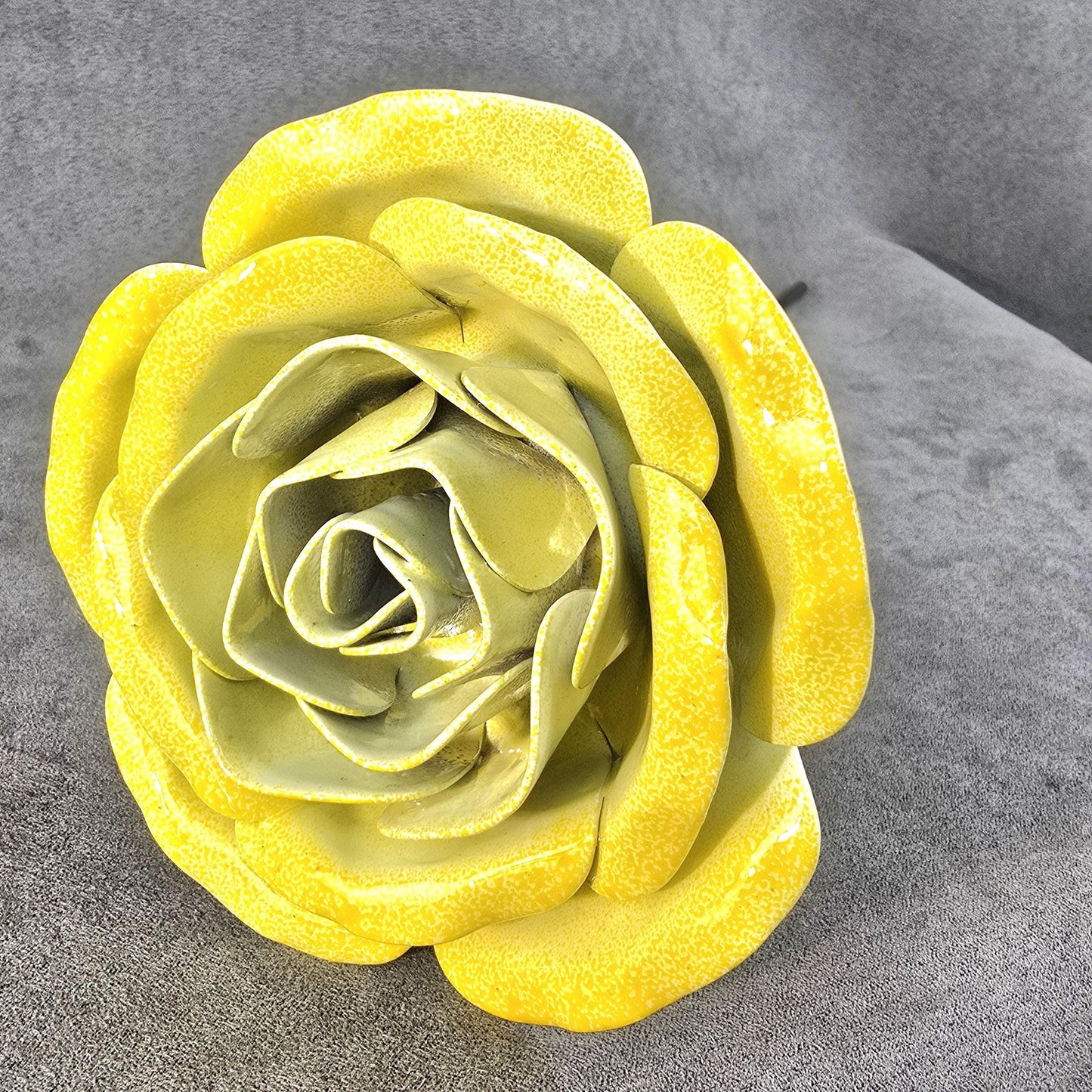 Handcrafted Metal Steel Rose: Spectral Lemon Garden Art