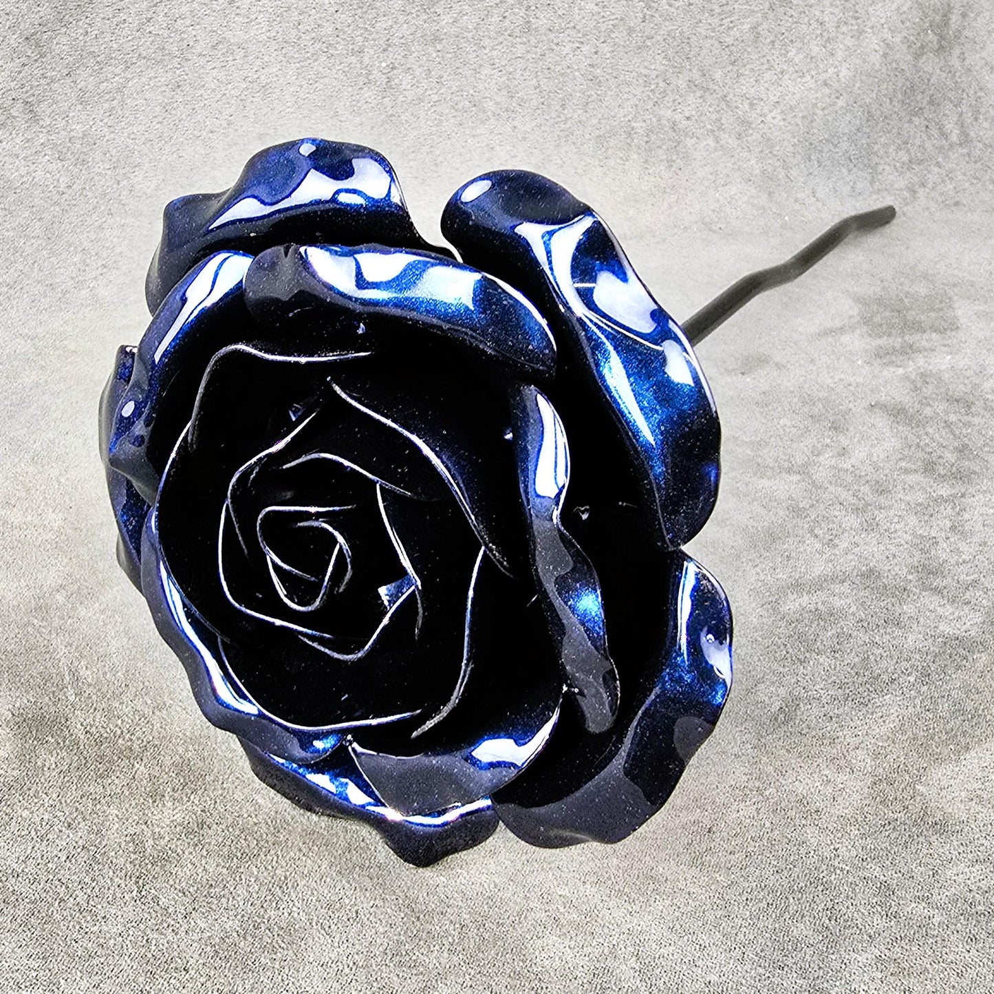 Pure Sapphire - 45th Sapphire Wedding Anniversary Rose, Steel Remembrance Handcrafted Gift