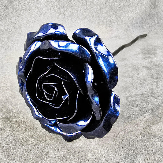 Pure Sapphire - 45th Sapphire Wedding Anniversary Rose, Steel Remembrance Handcrafted Gift