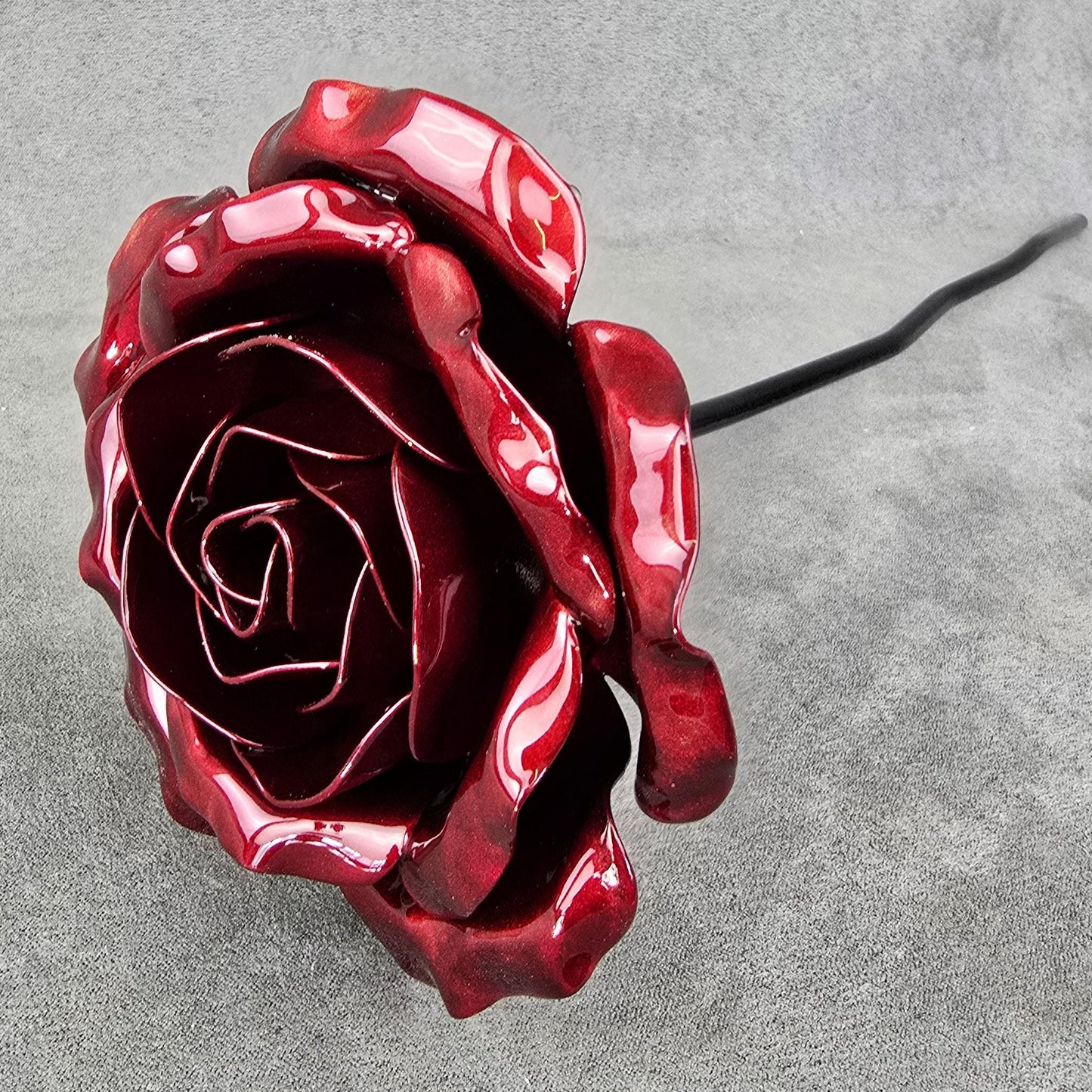 Scarlet Sparkle - 40th Ruby Wedding Anniversary Rose, Steel Garden Remembrance Handcrafted Gift