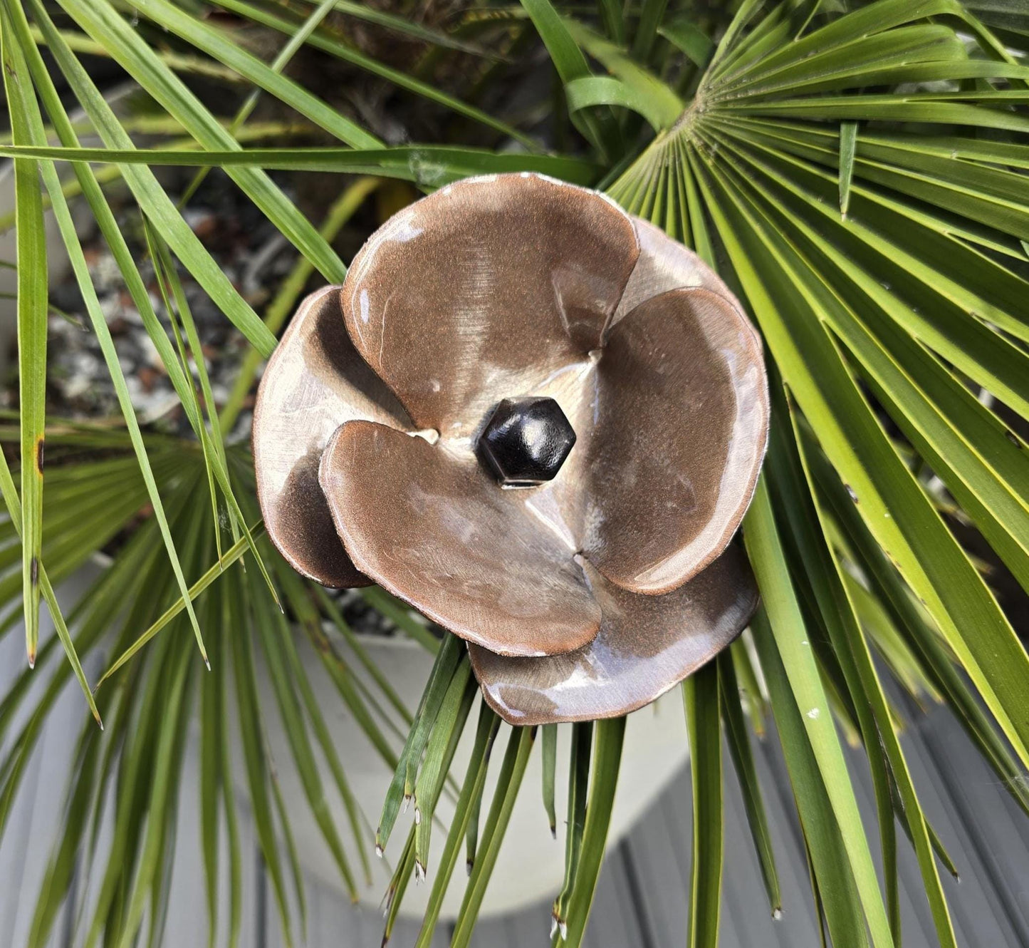 Transparent Copper - Metal Steel Poppy Flower Garden Remembrance  Anniversary Handcrafted Gift