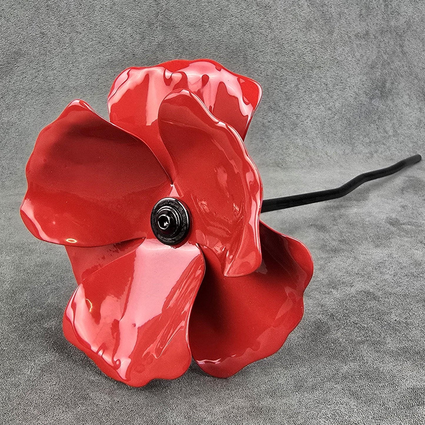 Red Poppy - Metal Steel Poppy Flower Garden Remembrance Day Anniversary Handcrafted Gift
