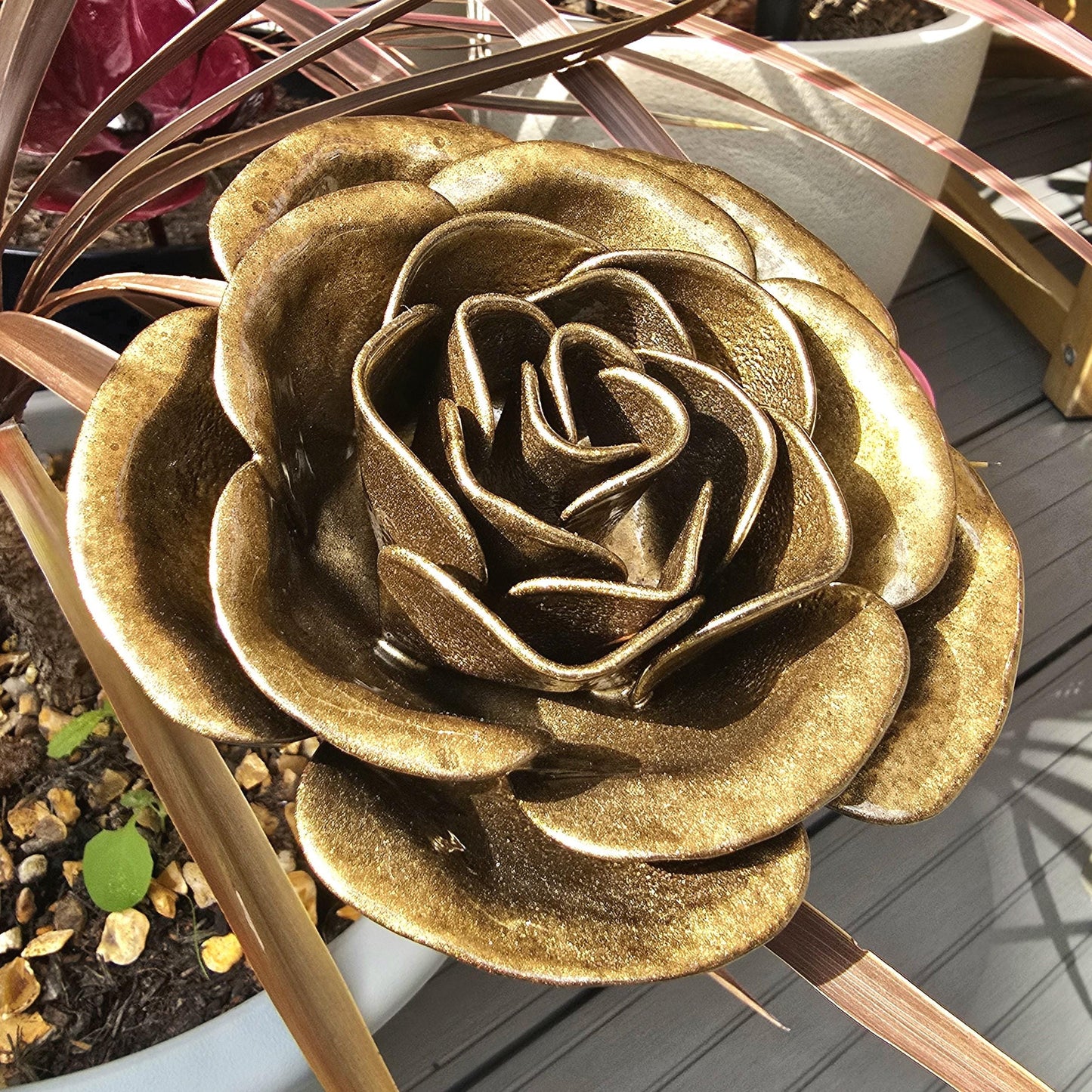 Bronze - 8th Bronze Wedding Anniversary Rose, Steel Garden Remembrance Handcrafted Gift