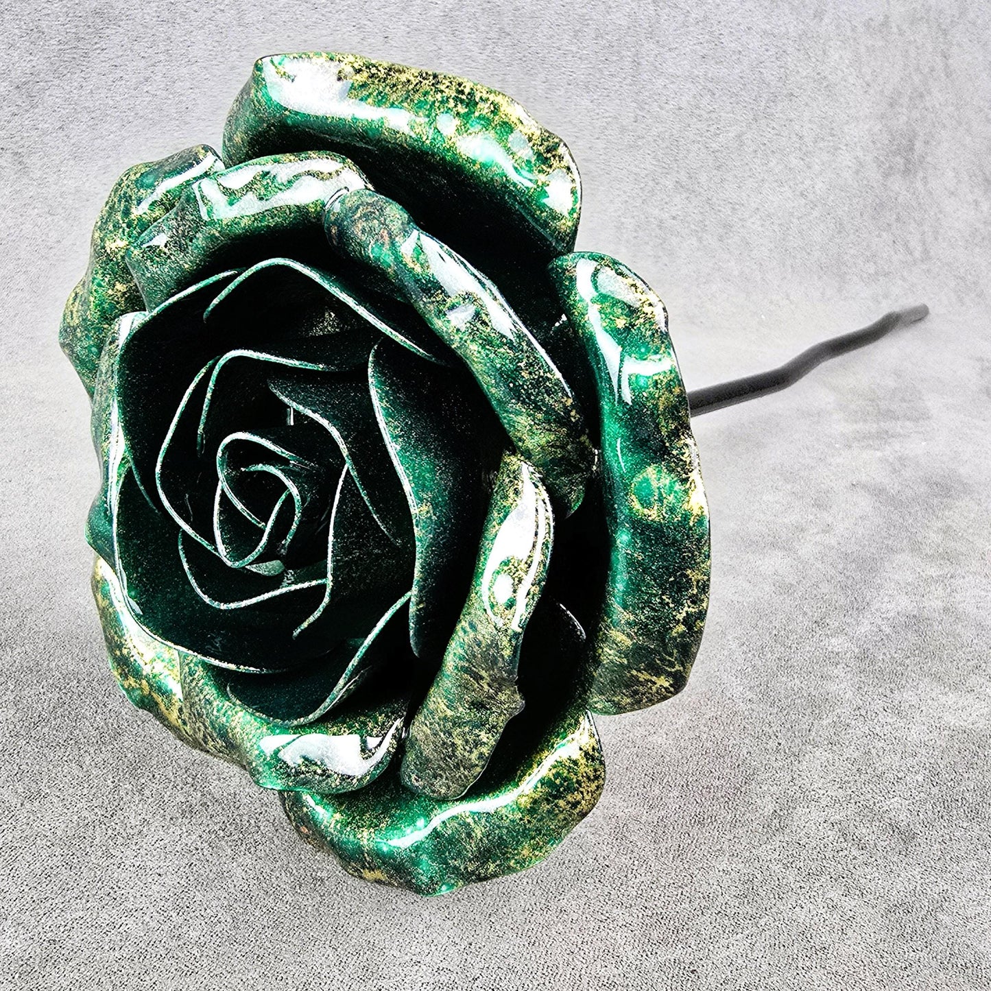 Emerald Sheen - 55th Emerald Wedding Anniversary Rose, Steel Garden Remembrance Handcrafted Gift