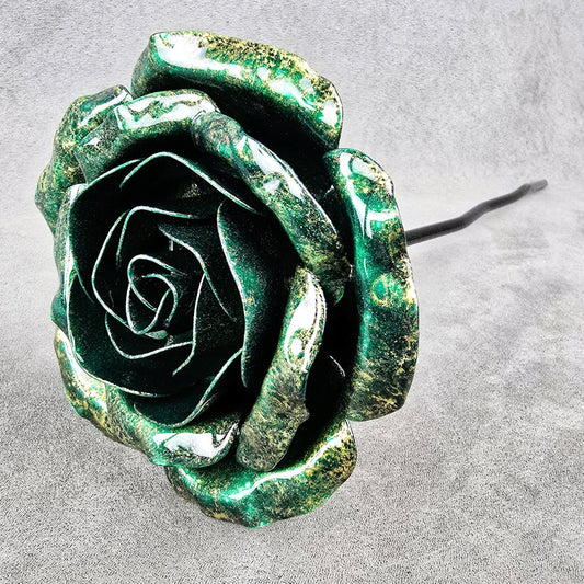 Emerald Sheen - 55th Emerald Wedding Anniversary Rose, Steel Garden Remembrance Handcrafted Gift