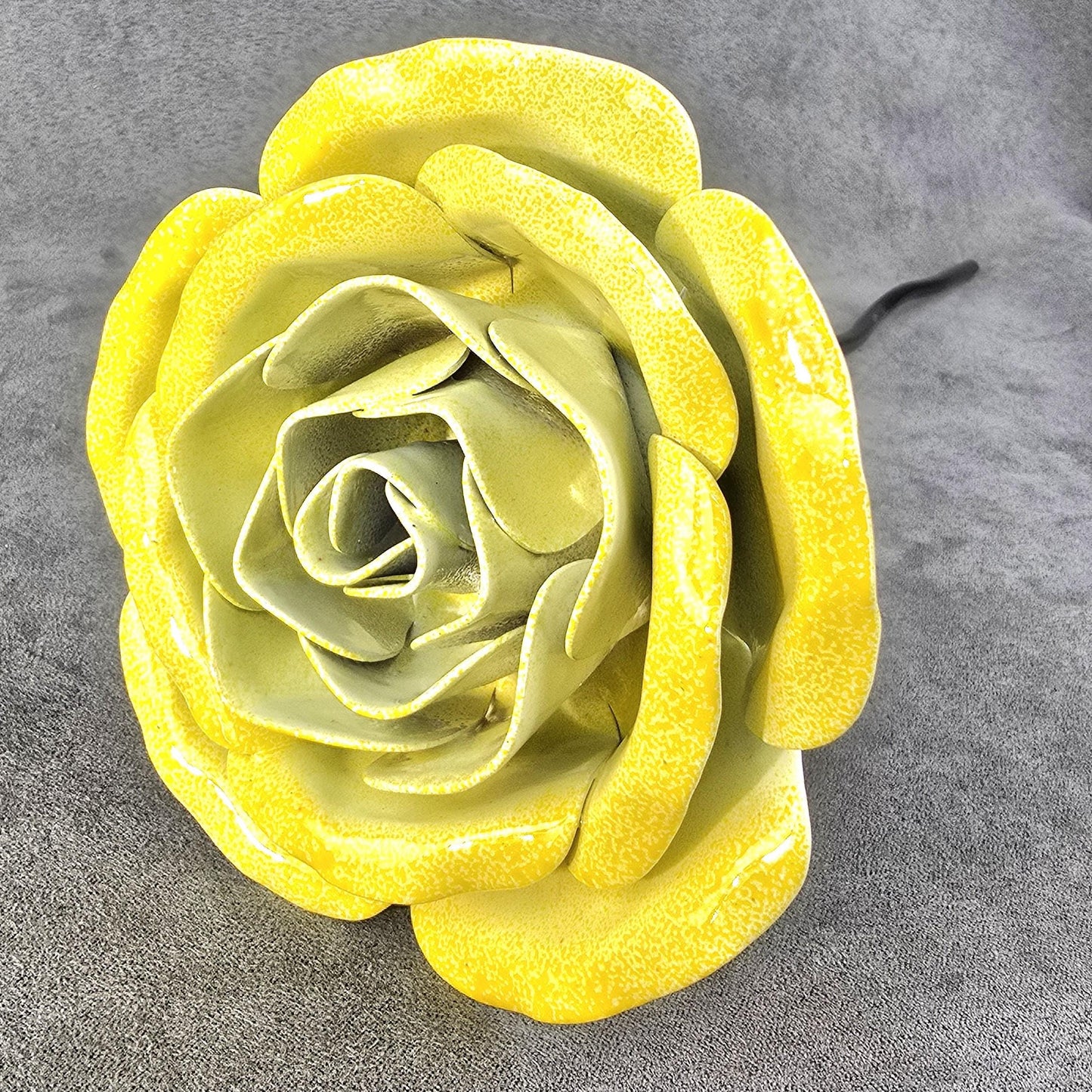 Handcrafted Metal Steel Rose: Spectral Lemon Garden Art
